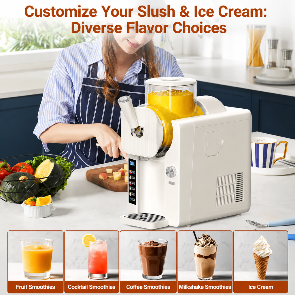 Versatile Frozen Treat Maker | 2-in-1 Ice Cream & Slush Machine for Quick Desserts