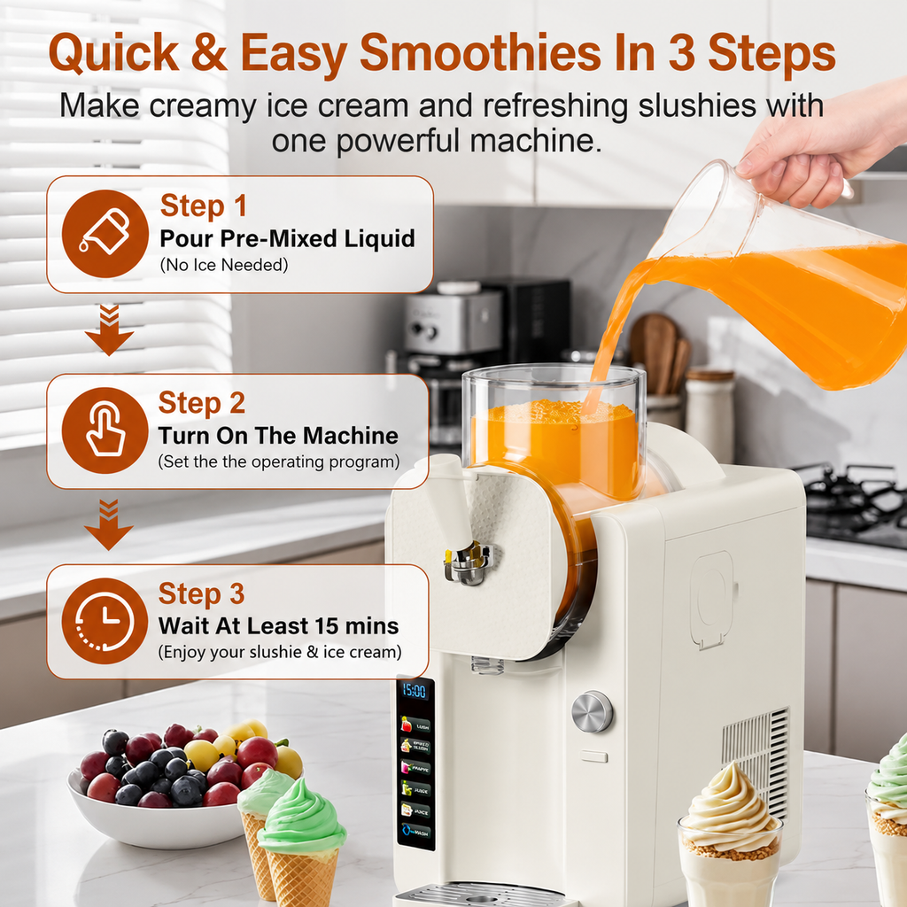Versatile Frozen Treat Maker | 2-in-1 Ice Cream & Slush Machine for Quick Desserts